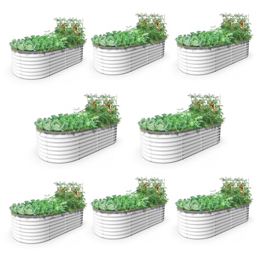 Anleolife 8 Bed 6x3x2ft Oval Galvanized Raised Garden Beds (8 Count)