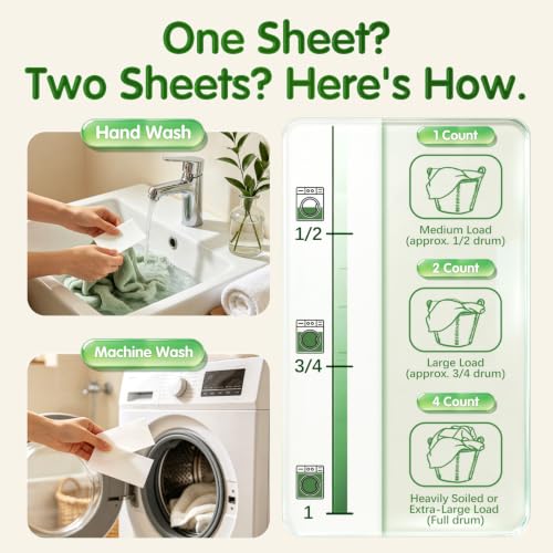 Laundry Detergent Sheets for Travel Fragrance Free 120 Count