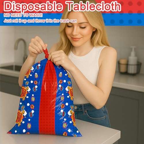 6 Piece Party Tablecloth Rectangle Table Covers for Birthday Party Decorations