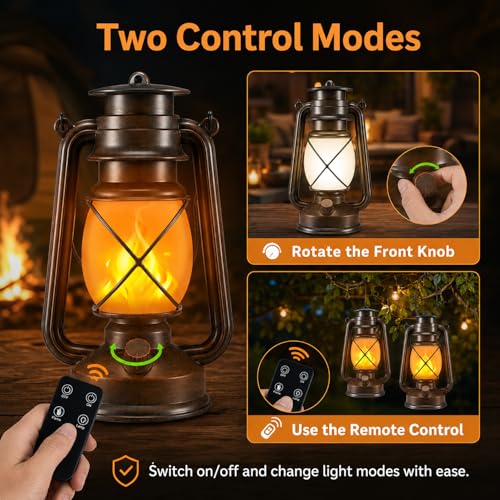 Battery Powered Vintage LED Lanterns 4 Pack with Remote Control (4 Count)