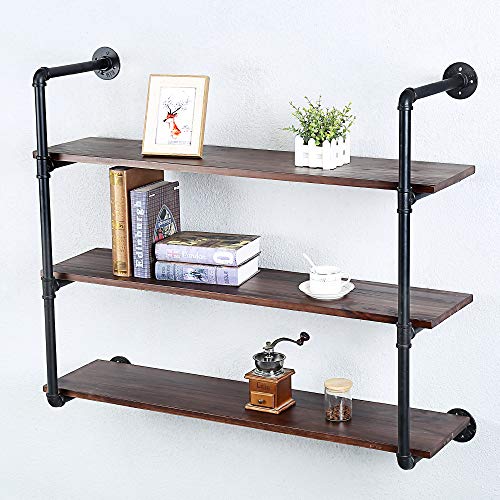 Industrial Pipe Shelves With Wood Planks