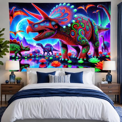 Blacklight Tapestry Dinosaur Dino Bedroom Decor 78 x 59 Inch