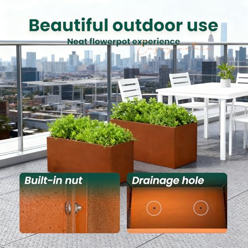 Corten Steel Planter Box 36" L x 12" W x 16" H RectanglePlanters