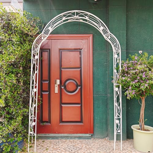 Metal Garden Arch 98.4" H Garden Arbor Trellis for Outdoor Climbing Plants Support Rose Lawn Tall Large Scale Event Arch