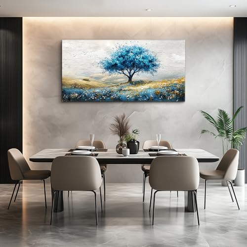 Large Canvas Wall Art For Living Room Wall Decor For Bedroom Blue Tree Landscape Wall Paintings Office Decorations Farmhouse Mural Artwork Room Home Decor Posters Aesthetics 24x48 In