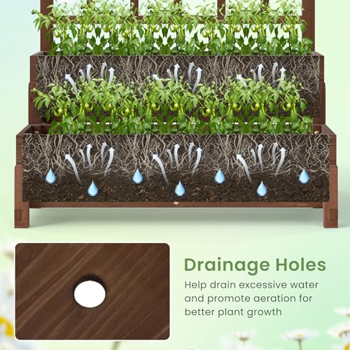2 Tier Raised Garden Bed with Trellis & Legs