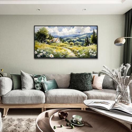 Black Framed Canvas Wall Art For Living Room Wall Decor For Bedroom Office Pastoral Scenery Paintings Modern Wall Pictures Artwork Room Aesthetic Home Decor 20x40 In