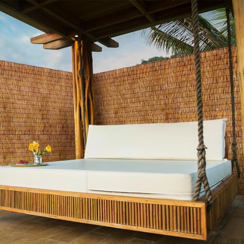Reed Fencing Rolls Natural Bamboo Fence 6 Feet High Privacy Screen Curtains Fence for Balcony Patio Garden Backyard Shades Outdoor 6FT X 16.4FT （Brown） (98.4 Sq Ft)