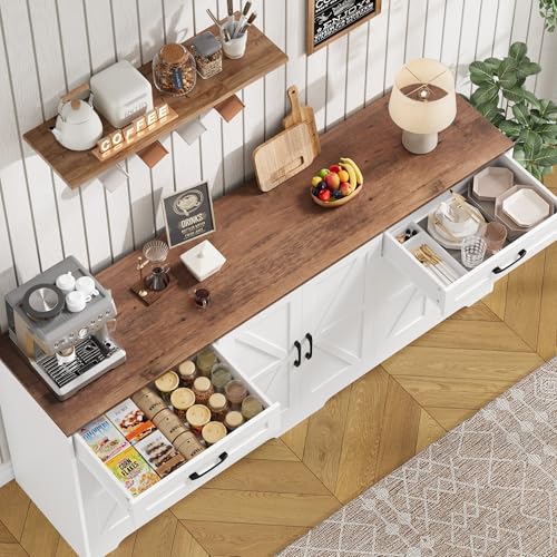 71” Large Kitchen Buffet Cabinet with Adjustable Shelves