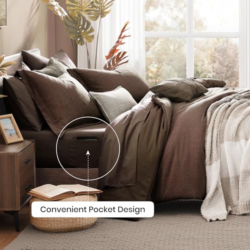 Queen Comforter Set 7 Pieces Chocolate Brown Bed in a Bag
