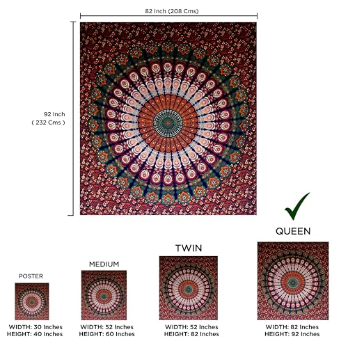Blue Orange Tapestry Mandala Wall Hanging