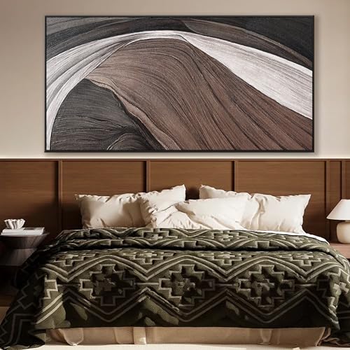 Framed Large Abstract Wall Art For Living Room Prints Canvas Art Wall Decor Picture Painting Brown Black And White Abstract Wall Decor Artwork Picture For Bedroom Modern Home Artwork 29x58 In