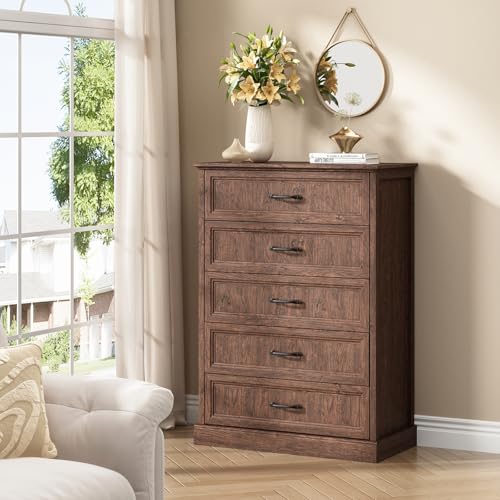 Farmhouse 5 Drawer Dresser for Bedroom
