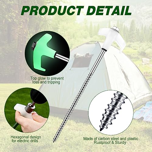 20 Pcs 8" Screw in Tent Stakes Ground Anchors (20 Count)