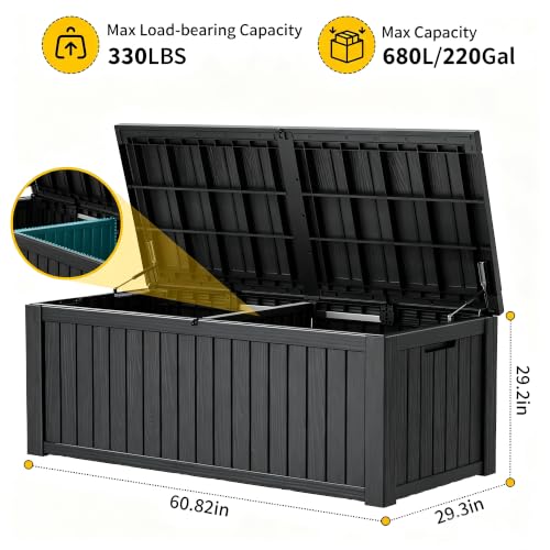 220 Gallon Outdoor Storage Box Waterproof Deck Box for Patio