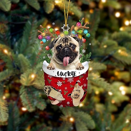 Fawn Pug Dog Christmas Ornament