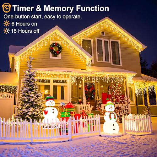 Icicle Lights for Outside 66FT 640 LED Warm White Christmas Lights Outdoor