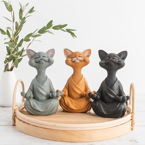 Meditating Happy Cat Statue