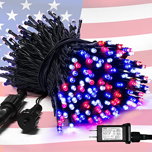 200 LED 66ft Red White and Blue Lights Outdoor Plug in