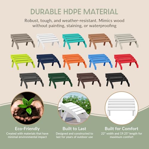Dylan Outdoor Patio HDPE Adirondack Ottoman Footrest