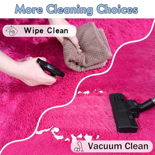 Ultra Soft Fluffy Hot Pink Rugs