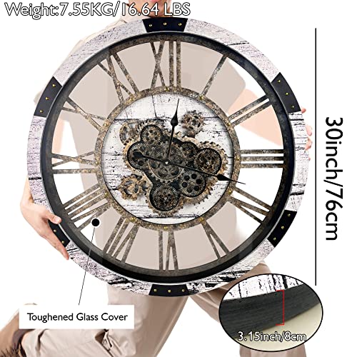 30" Large Wall Clock Moving Gears