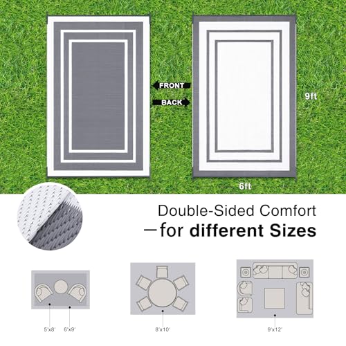 Outdoor Rug 6x9 ft Waterproof Reversible Mat