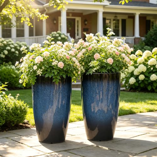 Autodaya 24" Large Tall Outdoor Planters Set of 2 (2 Count)