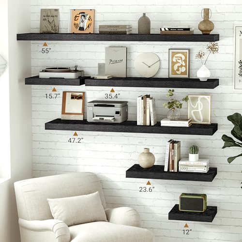 24 Inches Black Floating Shelves (2 Count)