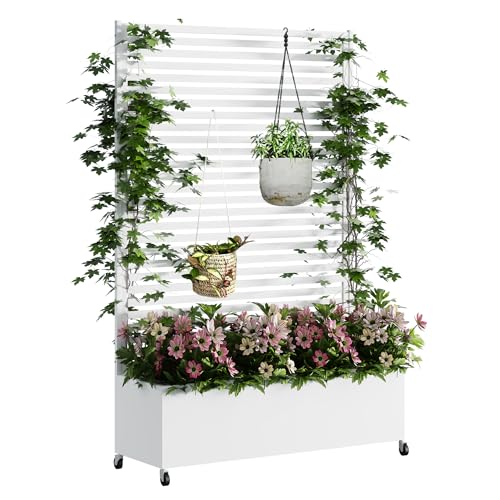 Metal Planter Box with Trellis Privacy Screen
