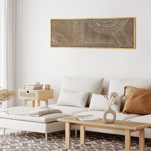 Large Framed Canvas Print Wall Art Abstract Dot Matrix Canvas Art in Earth Tones Antique Retro Fine Art Illustrations Decorative Colorful for Bedroom