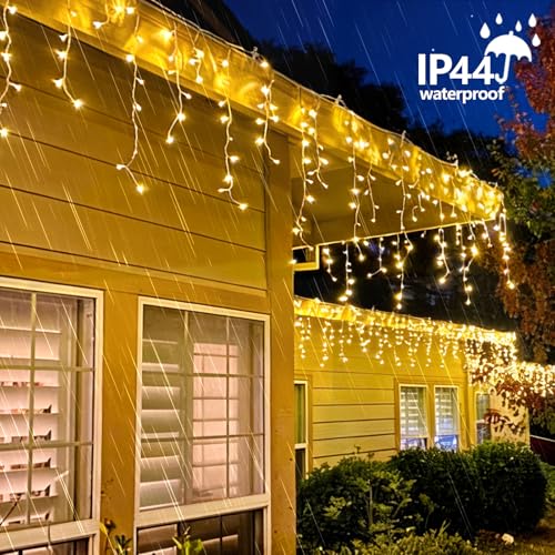 Warm White Icicle Lights for Outside (66 Foot)
