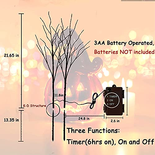 Halloween Tree Branch Lights 32IN 100 Orange LED with Timer