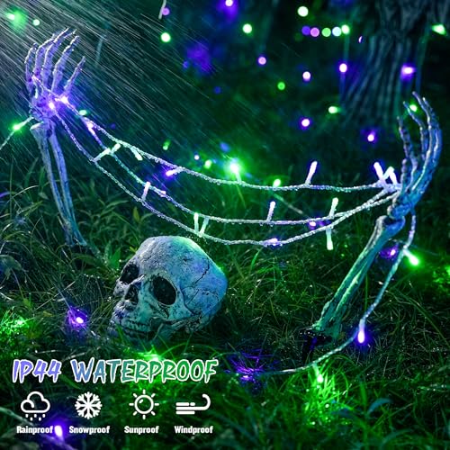 Connectable Purple and Green Halloween Lights Plug (33 Foot)
