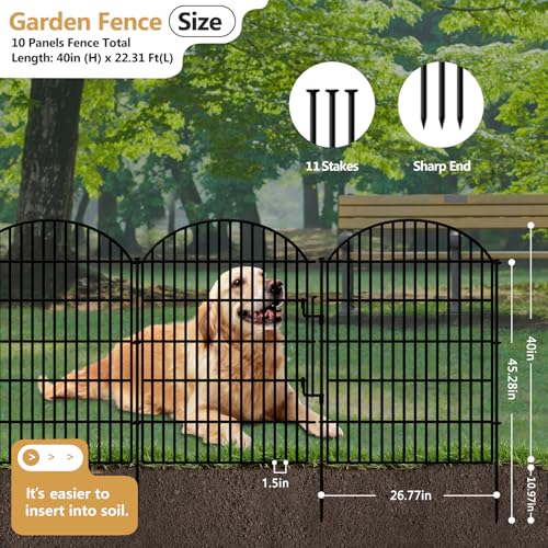 10 Panels Decorative Garden Fence with Lock (10521.6 sq in)