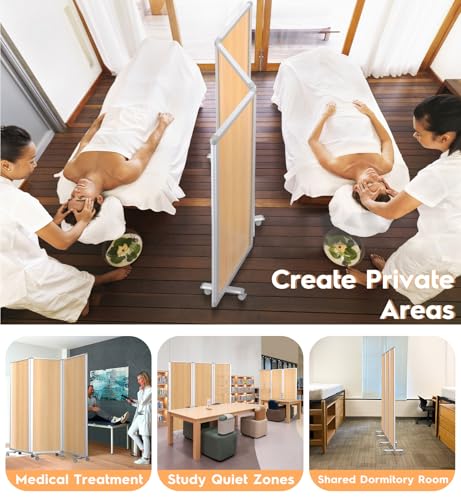 SWANCROWN Office Partitions 71x71 in 3 Panel Room Dividers on Wheel