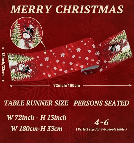 Table Runner for Christmas Decorations with Snowman Snowflakes