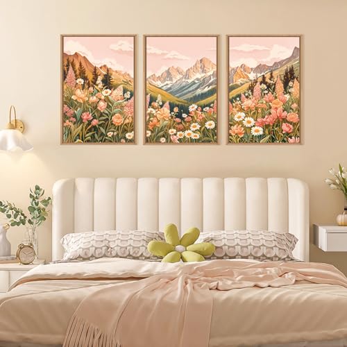 Large Abstract Colorful Mountain Framed Canvas Wall Art