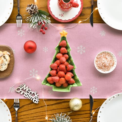 Pink Xmas Trees Table Runner Home Party Decor 13x60 Inch