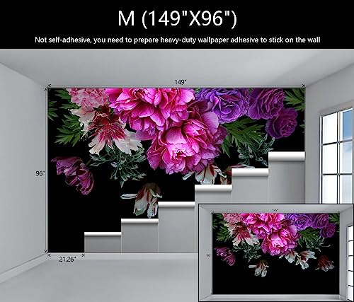 Purple Floral Wallpaper Peony Flower Wall Mural for Baby Bedroom