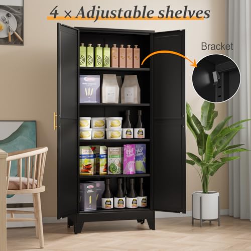 Black Pantry Storage Cabinet
