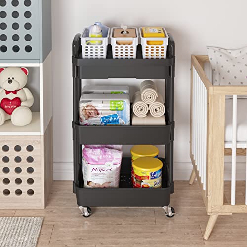 3 Tier Utility Cart with Drawer & Wheels