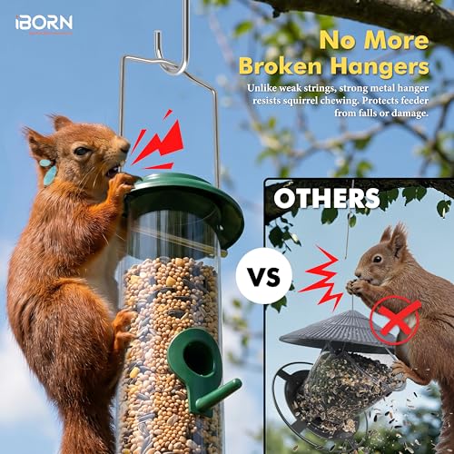 Metal Bird Feeders 6 Ports Hanging Wild Bird Seed Feeder for Mix Seed Blends (2 Count)