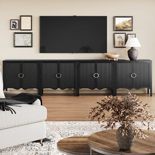 Scott Transitional Fluted Accent Cabinet or Storage Cabinet for Living Room or Entryway with Solid Wood Panel