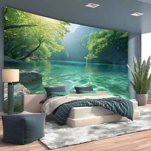 Nature Tapestry Forest Tree Sea Cave Wall Hanging