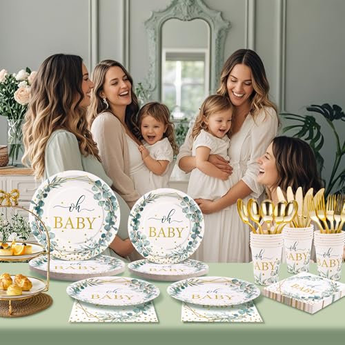 350 Pcs Sage Green Baby Shower Decorations