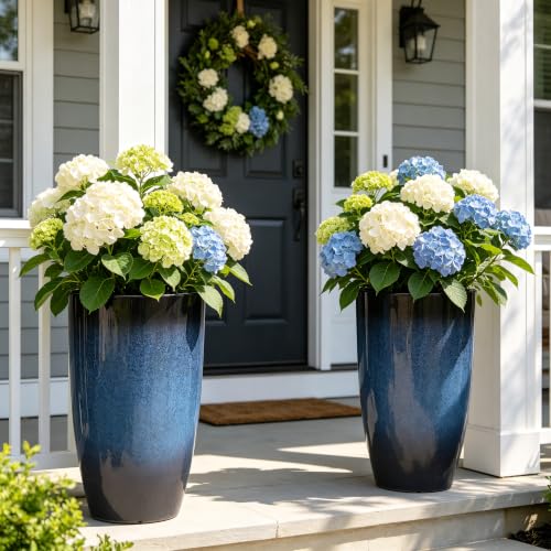 Autodaya 24" Large Tall Outdoor Planters Set of 2 (2 Count)