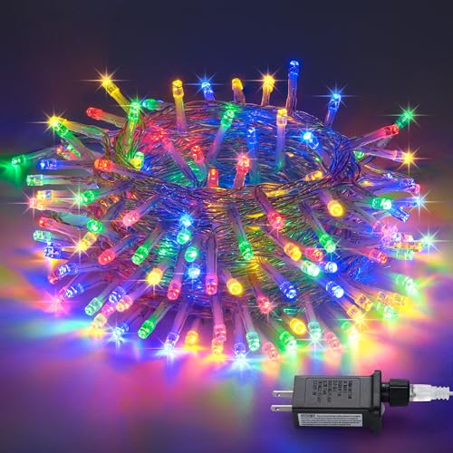 300 LED Multicolor Christmas Tree Lights Clear Wire Plug in (108 Foot)