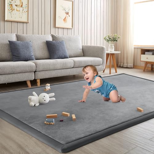 Baby Play Mat for Floor Nursery Rug Muscle Mat Area Rug Playroom Rug 79"x79" Playpen Mat Elastic Foam 1.3" Thick Crawling Mat for Babies