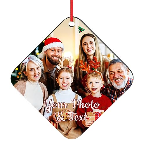 Personalized Christmas Ornaments 2025 Wood Custom Picture Text Hanging Ornament Customized Christmas Tree Decorations Keepsake Gift for Family Couples Xmas Tree Home Decor